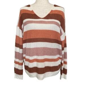 Cage Multicolor Colorblock Twist Back Lightweight Sweater Size Large Pastel